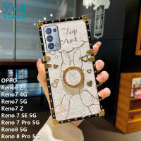 YiaMia กรณีโทรศัพท์สำหรับ OPPO Reno6 Z Reno7 4กรัม Reno7 5กรัม Reno7 Z Reno 7 SE 5กรัม Reno 7 Pro 5กรัม Reno8 5กรัม Reno 8 Pro 5กรัมแฟชั่นสแควร์มิกกี้มินนี่สาวโทรศัพท์กรณีฝาครอบโทรศัพท์สาวเงาโครเมี่ยมหรูหราพร้อมที่ใส่แหวน