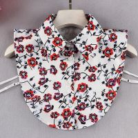 【cw】 Linbaiway Floral Printed Fake Collar Female Shirt False Lapel Blouse Top Detachable