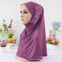 [HOT W] ล่าสุดมุสลิม Big Girls Hijab ผ้าพันคอวัยรุ่นหมวกหมวกนุ่มลูกไม้ดอกไม้หญิง Headscarf Shawl Wrap Boonet Amira สไตล์