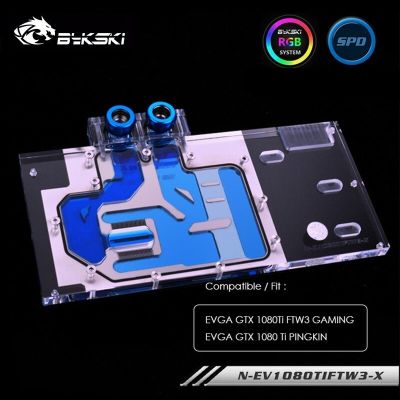 Bykski N-EV1080TIFTW3-X,GPU Water Block สำหรับ EVGA GTX 1080Ti FTW3 Gaming/evga GTX 1080 Ti PINGKIN,4pin 12V,5V 3pin Light Header