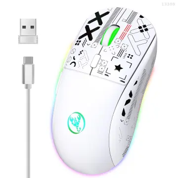 HXSJ T66 Ergonomic 2.4G Wireless Gaming Mouse with RGB Lighting, Adjustable  DPI, Built-in 750mAh Rechargeable Battery - White 