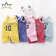 0-24months Sleeveless Baby Infant Romper Sport Style Printing Cotton Soft