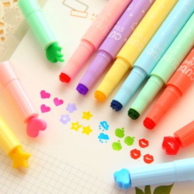 Creative Kawaii Highlighters Ink Stamp Pen Cute Candy Color Marker Pen School Supplies Office Stationery Kids Prize Gift