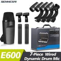 SENNESAI E600 7-Piece e614 e604 Wired Dynamic Drum Microphone (Whole Metal)- Kick Bass Tom/Snare Cymbals Mic Set - Use