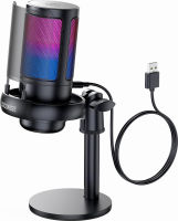 COCONISE Gaming Microphone, USB PC Mic for Podcasts Videos, Streaming, Condenser Mic with Quick Mute, Tripod Stand, Pop Filter, RGB Indicator, Shock Mount, Rotate gain button, Compatible with PS4/5/PC