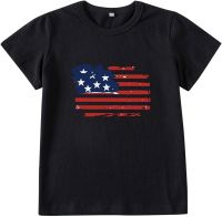 Kid Toddler Shirts 4th of July 3D Graphic Printed Tees Boys Girls Novelty Fashion Short Sleeve T (Black, 6-7 Years)