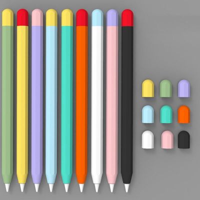 ฝาครอบสไตลัสปากกาซิลิโคนดินสอ1 2สีเคสป้องกันสไตลัสที่ตรงกันกันลื่นกันตกปากกา Ipad 2 1