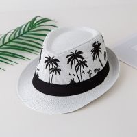 [hot]Palm Tree Shade Unisex Summer Women Straw Hat Sun Protection Short Brim Men Beach Cap Jazz Hat