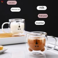 Cute Bear Mugs Double-Wall Insulated Glass Tea Cup Espresso Cups 250ml