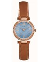 นาฬิกาข้อมือผู้หญิง GUESS Analog Blue Dial Brown Leather Strap Ladies Watch W0838L2 สายนาฬิกาหนัง ตั