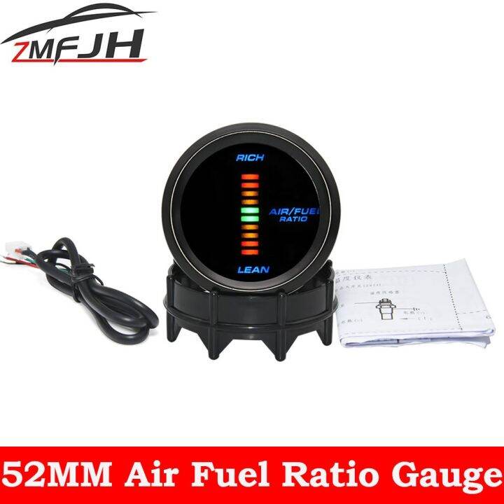 52mm Digital Air Fuel Ratio Gauge Blue Analog LED AFR Meter For 12V