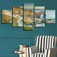 ผ้าใบ Wall Art โปสเตอร์ HD พิมพ์กรอบ Jurassic Coast Durdle ประตู5แผงภาพตกแต่งบ้าน Room Decor ภาพวาด HD พิมพ์ที่สมบูรณ์แบบสำหรับคนรักธรรมชาติ,Beach บ้าน,และอื่นๆ