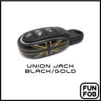 กรอบกุญแจโลหะเข้ารูปแต่ง แบบ Slim ลาย Union Jack (Gold/Black)  [สำหรับ Gen3 NEW MINI รุ่น F54/F55/F56/F57/F60] [สินค้าพร้อมส่ง]