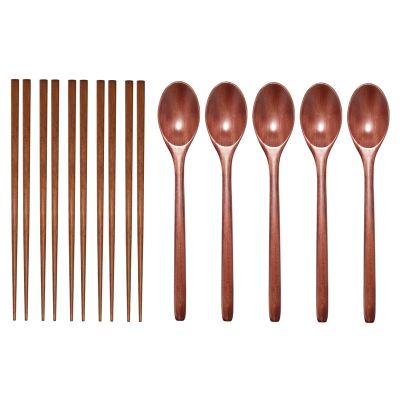 Teak Wooden Spoons and Chopsticks Set, Non-Stick Spoons Soup-Teaspoon for Kitchen Cooking Utensil Tools