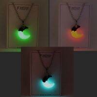 Stainless steel chain resin night fluorescent moon pendant on the dark neck for women and men jewelry gift luminous necklaces