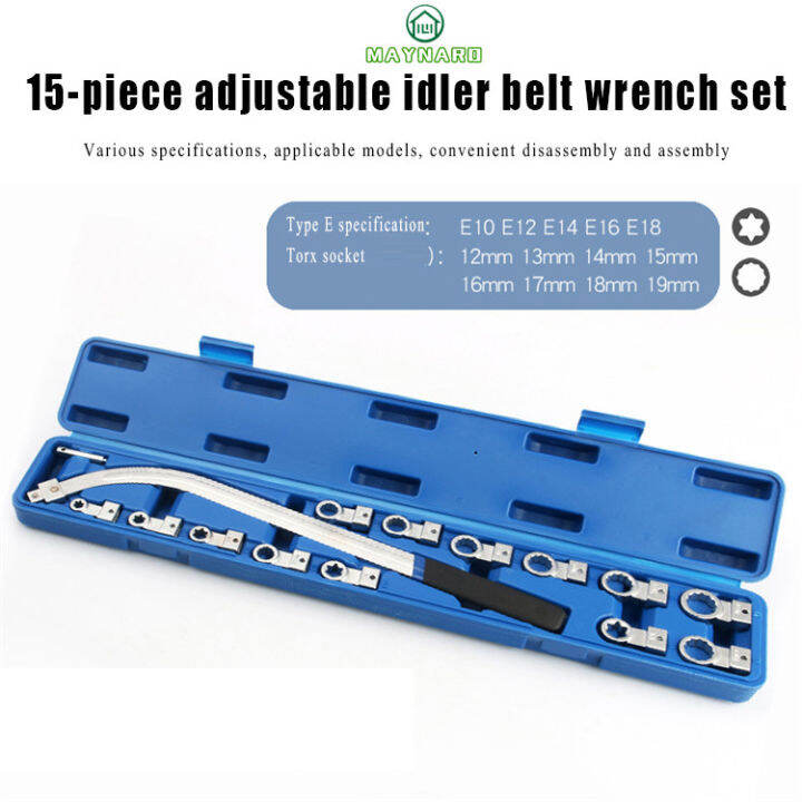 15 Piece Ratcheting Serpentine Belt Wrench removal Tool Set Lazada