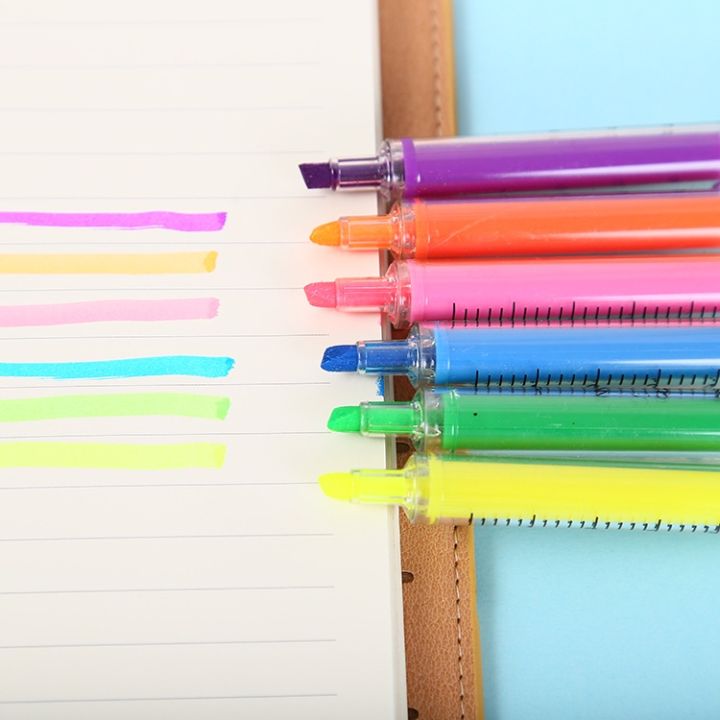 ปากกาไฮไลต์รูปทรงเข็มฉีดยา-ปากกาเน้นข้อความ-สีสดใสเข้มชัดไม่แห้งไม่อัตราย-เครื่องเขียนนักเรียน