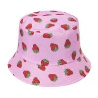 [hot]Summer Fishing Bucket Cap Reversible Strawberry Print Bob Hat 2022 New Panama Bucket Hat Men Women Hip Hop Gorros Fisherman Hats