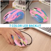 Zienstar Wired USB Pink Gaming Mouse Mice with 7Color Backlit Yellow Pink Purple Blue Black for Computer PC Laptop