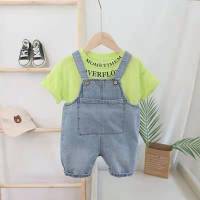 baby boy suspenders suitชุดเอี๊ยมเด็กอ่อนแขนสั้นขาสั้นชุดกางเกงเอี๊ยมยีนส์ชุดเกาหลีชุดลำลอง1-2-3ปี