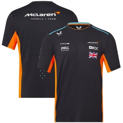 2023 Team Mclaren เสื้อยืดใหม่ลายคนแข่งแขนสั้นโอเวอร์ไซส์ Lando Norris Oscar Piastri เสื้อยืด Fans Baju Atasan Olahraga กลางแจ้ง