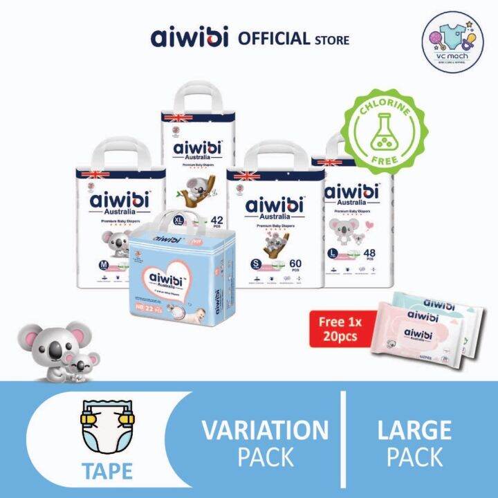 Aiwibi Premium Diapers - Chlorine Free Large Pack (Single) | Lazada