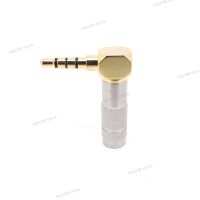 3.5mm Jack 4 Poles Audio Plug 90 Degree Right Angle Earphone Splice Adapter HiFi Headphone Terminal Solder Gold Plated Connector WB5TH