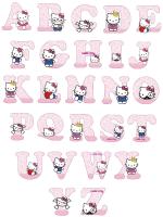 Free shipping Hello Kitty ABCD letters Clothing Sticker custom patch thermo-stickers for children stripes appliques Stickers