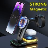 ♨ 15W 4 in 1 Magnetic Wireless Charger Stand Pad For iPhone 14 13 12 Pro Max Mini Apple Watch Airpods Fast Charging Dock Station