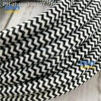 2 meters 2X0.75mm black-white zigzag color vintage fabric cable textile pendant power cord electric copper 2 cores fabric wire