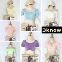 พร้อมส่ง เสื้อครอปหลากสี ครอปสีพท้นเรียบๆ ดีไซน์เข้ารูป ครอปปาดไหล่