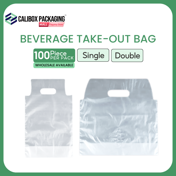 Calibox Packaging Milk Tea Takeout Bag, Disposable Plastic Bag, Soda