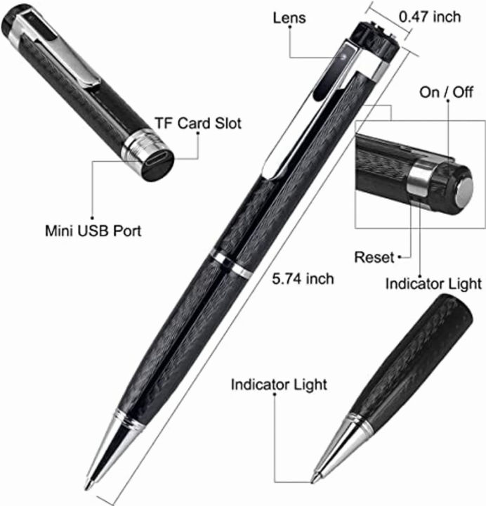 hasako-hidden-camera-pen-1080p-hd-2-5hrs-with-32gb-sd-card-2-in-1-camera-pen-mini-body-camera-card-reader-5-refills-for-business-conference-security-black