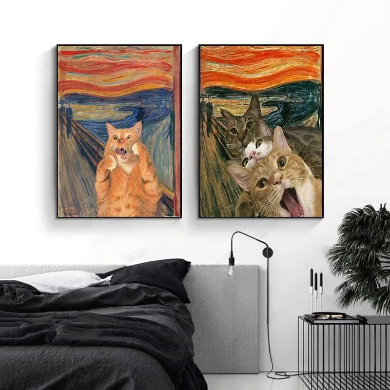 Funny Dog Room Decor, The Scream Dog Poster, Dog Portrait Print, Edvard  Munch