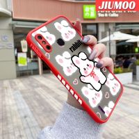 JIUMOO เคส X653 4C สำหรับ Infinix Smart 4ลายการ์ตูนกระต่ายสีขาวบางดีไซน์ใหม่ขอบสี่เหลี่ยมด้านข้างกันกระแทกมีน้ำค้างแข็งโปร่งใสแข็งปลอกซิลิโคนเคสมือถือป้องกันกล้องคลุมทั้งหมดเคสนิ่ม