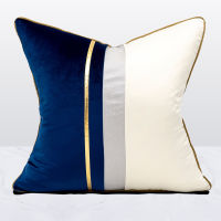 Avigers Velvet Leather Patchwork Cushion Covers Navy Blue Yellow Gray Throw Pillow Cases for Living Room Bedroom Sofa Car