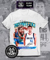 Dirk Nowitzki  ดาวพิมพ์เสื้อยืดผ้าฝ้ายวินเทจแขนสั้นสำหรับผู้ชายและผู้หญิง cotton american style t shirt