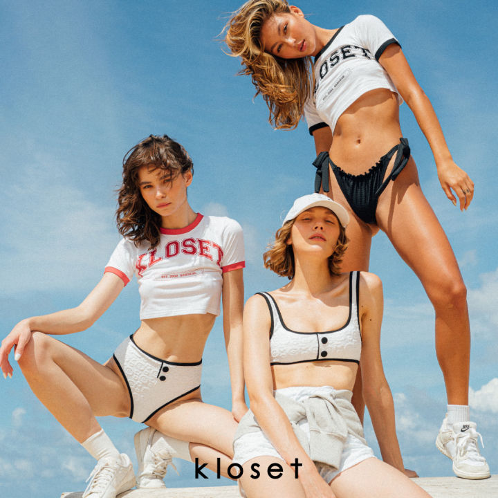 kloset-kk22-t003-kloset-cotton-t-shirt-เสื้อเอวลอย-เสื้อครอป-เสื้อkloset-เสื้อผู้หญิง