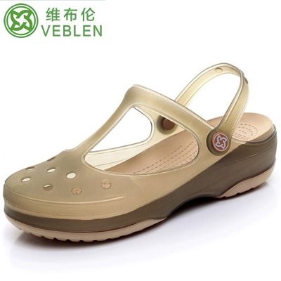 New style2022 เวบบรอน VEBLEN รองเท้ามีรูรองเท้าแตะเจลลี่ผู้หญิงรองเท้าชายหาดพื้นหนาส้นแบนรองเท้าแตะชายหาดใส่ข้างนอกฤดูร้อน