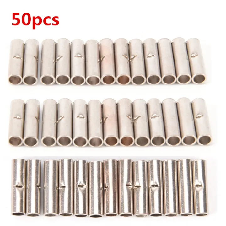 50PCS/lot 1416AWG Uninsulated Butt Connectors Crimp Terminals Non