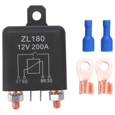 12V 200A Relay Car Truck Engine Automobile Boat Car Starter Heavy Duty Split Charging ZL180 with 2 Pin Footprint + 2 Terminal - [1 Set]