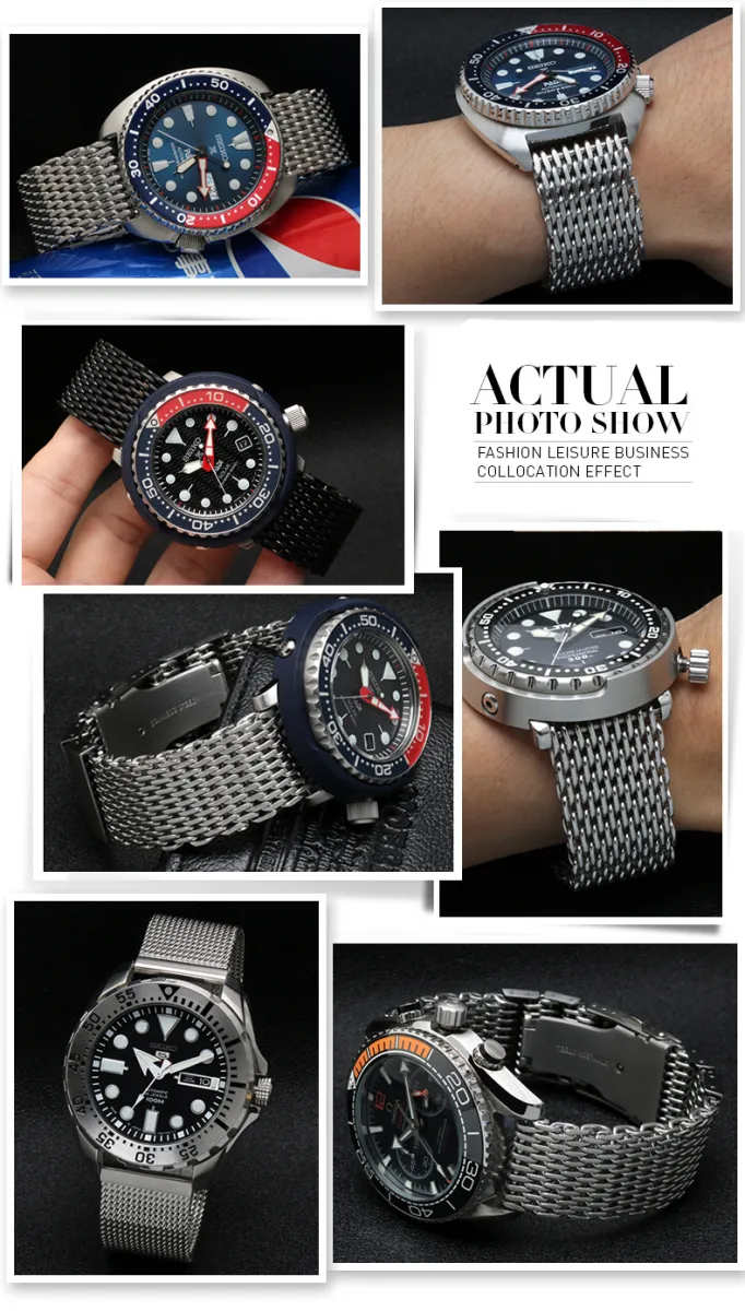 High Quality Cool Shark Steel Watchband for Seiko Water Ghost