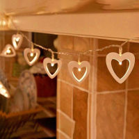 Wooden Peach Heart-shaped Led Battery Box Love String Lights Christmas Party Decoration Lantern String Lights Valentines Day