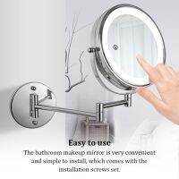 ✒ Folding Arm Extend Bathroom Mirror With LED Light 8 Inch Wall Mounted Double Side Smart Cosmetic Makeup Mirrors