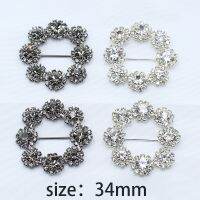 【CW】 shiny rhinestone buckle 34mm 2pcs ribbon sliding hat embellishment decoration accessories