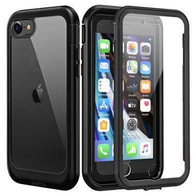 สำหรับ iPhone SE 2020 Case/iPhone 7 Case/iPhone 8 Case,dual Layer CLEAR Case พร้อมตัวป้องกันหน้าจอในตัว,เคสกันชนกันกระแทกแบบเต็มตัวสำหรับ iPhone 8/7/ SE 2020 4.7 นิ้ว-ใส/ดำ