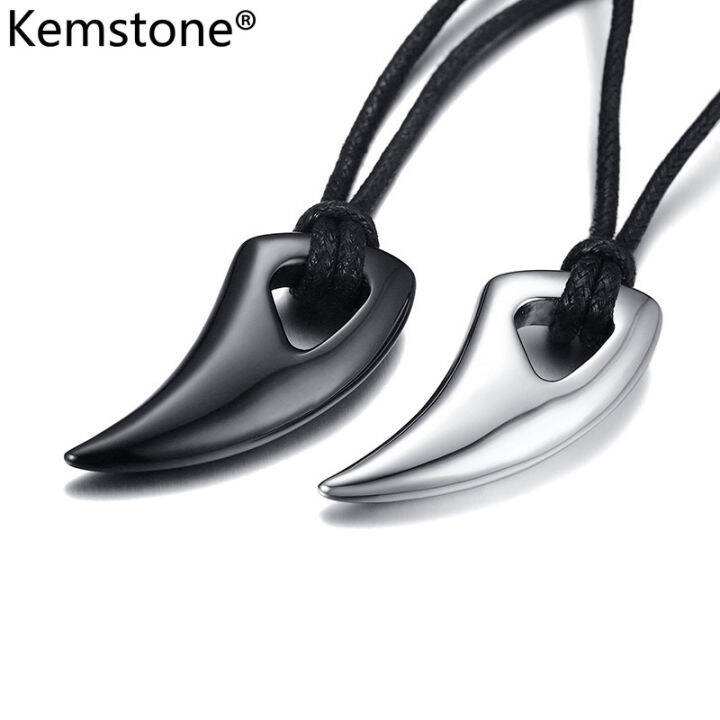 Kemstone Silver Black Stainless Steel Men Adjustable Pendant Necklace