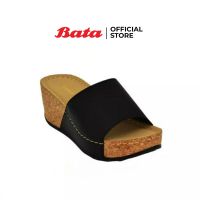 Bata LADIESHEELS รองเท้าส้นตึก WEDGE(OVER 55MM) แบบสวม สูง 3 นิ้ว สีดำ รหัส 7616529 Ladiesheel Fashion