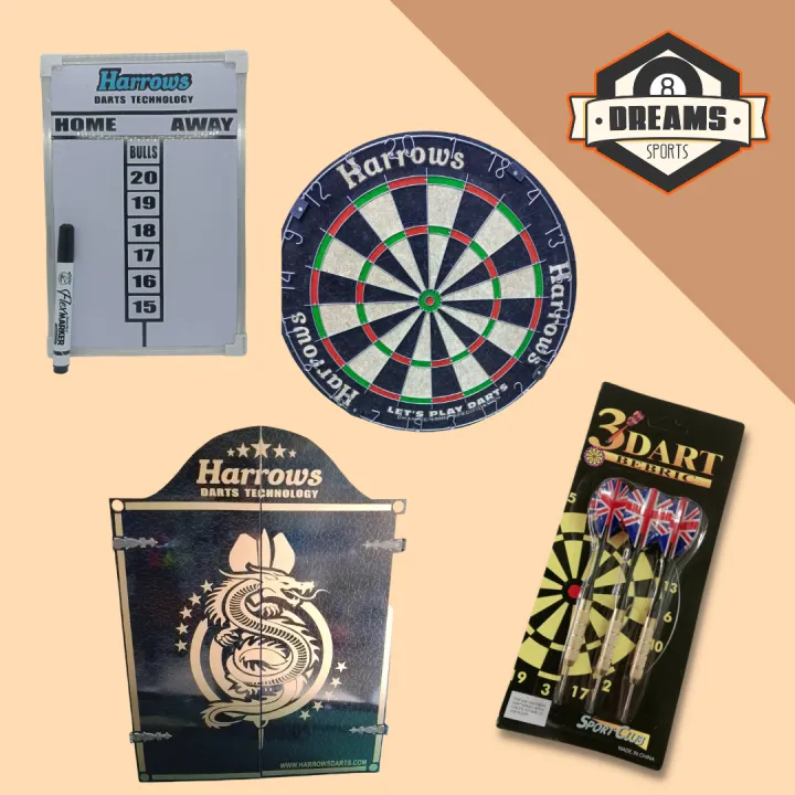 HARROWS Dart Board Set With Laminated Wooden Gamit ng Darts