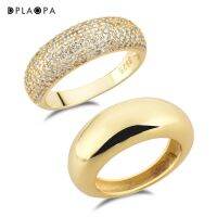 DPLAOPA New 925 Sterling Silver Thin Dome Ring Pave Zircon CZ Thin Dome Ring 2021 Women Rock Punk Double Jewelry For Party